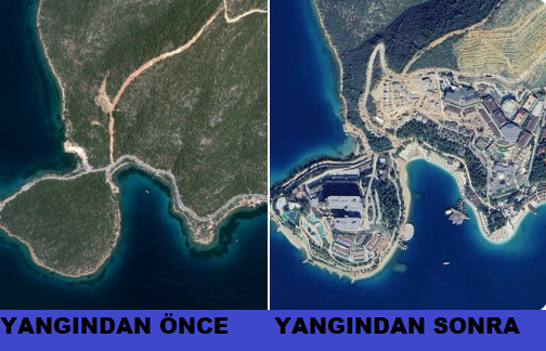 yangın sonrası yapılan otel güvercinlik